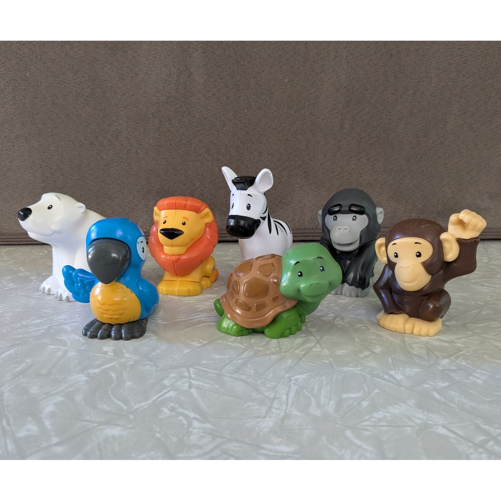 Fisher Price Little People Safari Zoo Wild Animals Lot of 7 Lion Zebra Gorilla